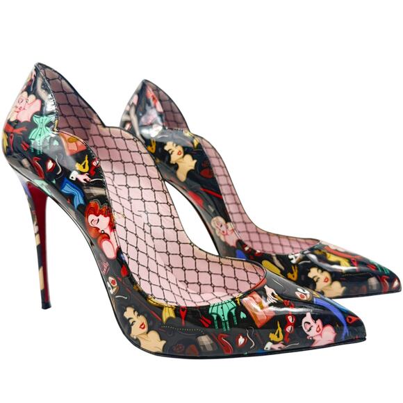 Christian Louboutin Hot Chick Dr Bored Patent Leather Pumps Black Size 40.5 - Picture 1 of 9